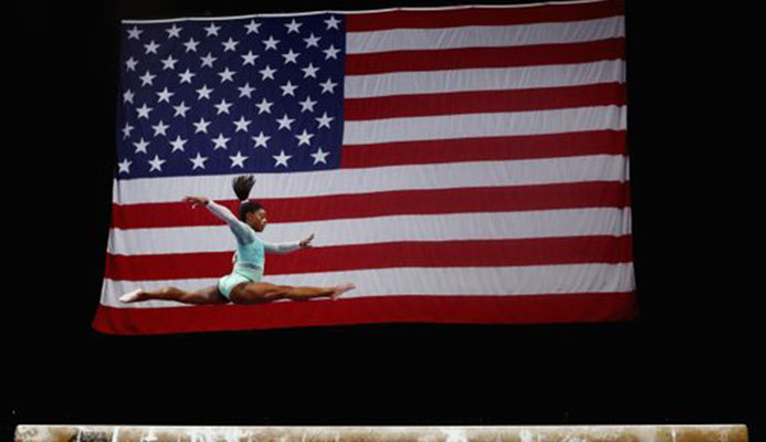 (Photo: Tim Bradbury, Getty Images) Simone Biles competes during the U.S. Gymnastics Championships 2018 at TD Garden on Aug. 19 in Boston. (Photo: Tim Bradbury, Getty Images) Simone Biles competes during the U.S. Gymnastics Championships 2018 at TD Garden on Aug. 19 in Boston.