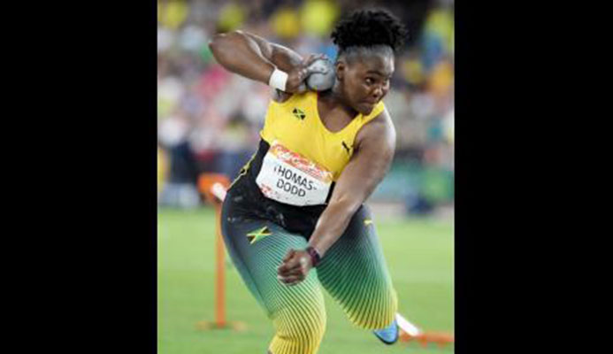 Jamaican Danniel Thomas-Dodd on her way to winning the women Shot Put title with a throw of 19.36m at the Commonwealth Games at the Carrara Stadium recently. Jamaican Danniel Thomas-Dodd on her way to winning the women Shot Put title with a throw of 19.36m at the Commonwealth Games at the Carrara Stadium recently.