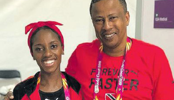 T&T’s top international distance runner Tonya Nero and national distance coach Dexter Voisin after she placed 14th in the Commonwealth Games women’s marathon in Gold Coast, Australia, yesterday. She clocked 2.55.14. T&T’s top international distance runner Tonya Nero and national distance coach Dexter Voisin after she placed 14th in the Commonwealth Games women’s marathon in Gold Coast, Australia, yesterday. She clocked 2.55.14.