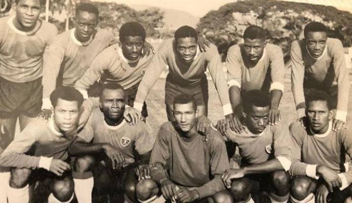 WHEN FOOTBALL RULED: The Paragon team that defeated Malvern on the St Mary’s College ground for the Port of Spain Cup in 1968. At centre, front row, is goalie Gerald Figeroux. Gally Cummings is third from left, back row. WHEN FOOTBALL RULED: The Paragon team that defeated Malvern on the St Mary’s College ground for the Port of Spain Cup in 1968. At centre, front row, is goalie Gerald Figeroux. Gally Cummings is third from left, back row.