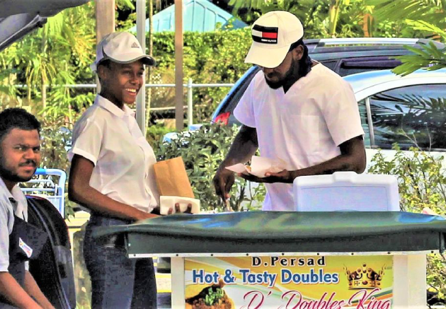 D. Persad Hot and Tasty Doubles at Bay Road, La Romaine. D. Persad Hot and Tasty Doubles at Bay Road, La Romaine.