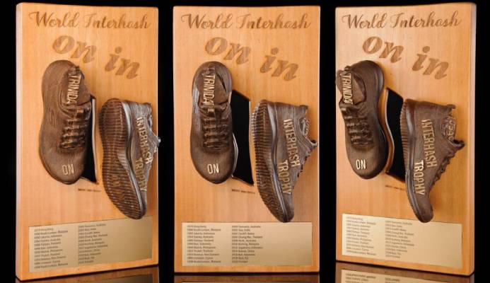 The World Interhash trophy designed by TT dentist Dr Mike McGee. - The World Interhash trophy designed by TT dentist Dr Mike McGee. -