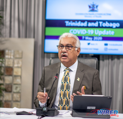 Photo: Minister of Health Terrence Deyalsingh addresses journalists during a virtual media conference on 7 May 2020. (Copyright Ghansham Mohammed/GhanShyam Photography/Wired868) Photo: Minister of Health Terrence Deyalsingh addresses journalists during a virtual media conference on 7 May 2020. (Copyright Ghansham Mohammed/GhanShyam Photography/Wired868)