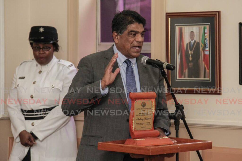 In this June 26, 2018 file photo, Anthony Harford speaks after the Port of Spain City Corporation honoured the veteran sportsbroadcaster and director with the Mayor’s Award Youth Achievement. - Jeff Mayers In this June 26, 2018 file photo, Anthony Harford speaks after the Port of Spain City Corporation honoured the veteran sportsbroadcaster and director with the Mayor’s Award Youth Achievement. - Jeff Mayers