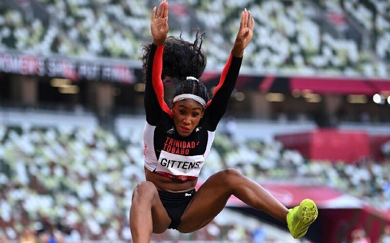Trinidad and Tobago's Tyra Gittens in action during the qualifying round of the women's long jump at the Olympic Stadium in Tokyo, Japan on Sunday. Photo: Reuters/Dylan Martinez Trinidad and Tobago's Tyra Gittens in action during the qualifying round of the women's long jump at the Olympic Stadium in Tokyo, Japan on Sunday. Photo: Reuters/Dylan Martinez