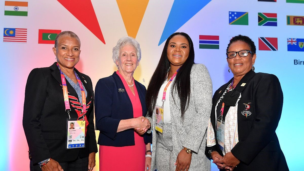 TTOC President Diane Henderson, far left, and CGF President Dame Louise Martin, second left, signed a hosting agreement today for the 2023 Commonwealth Youth Games ©CGF TTOC President Diane Henderson, far left, and CGF President Dame Louise Martin, second left, signed a hosting agreement today for the 2023 Commonwealth Youth Games ©CGF