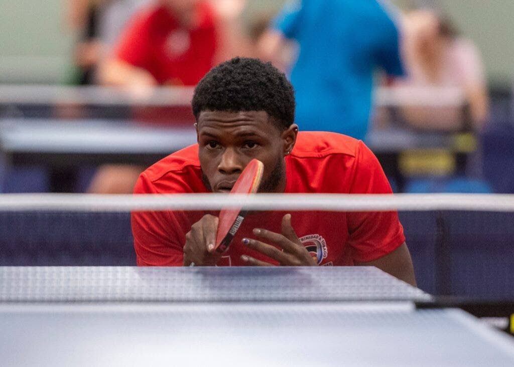 TT's Aaron Wilson shows extreme focus during his silver medal performance at a table tennis tournament in Copenhagen, Denmark, recently. - (Image obtained at newsday.co.tt) TT's Aaron Wilson shows extreme focus during his silver medal performance at a table tennis tournament in Copenhagen, Denmark, recently. - (Image obtained at newsday.co.tt)