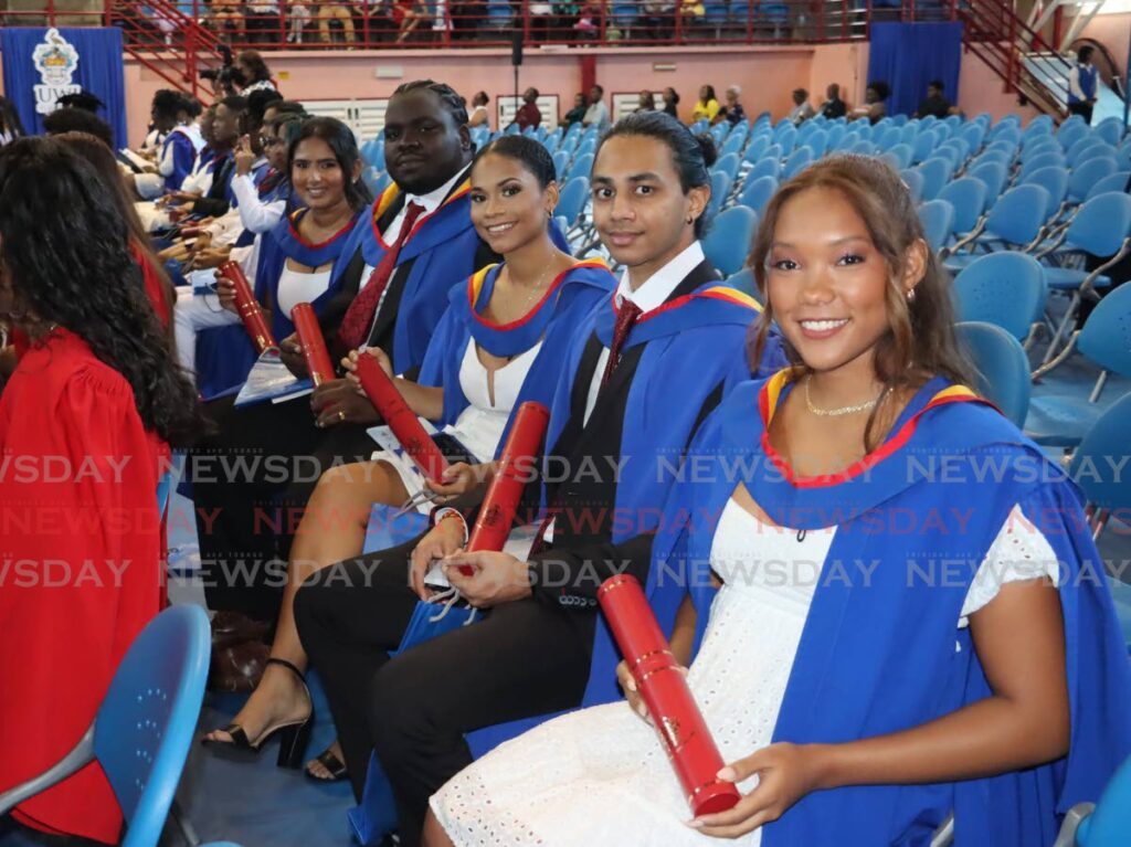 Kirsten Paige St Omer, Vinaya Boodram, Clayton Knott, Britanny Mahabir and Nand Sookhan, are the first group of graduates from the faculty of Sport at UWI St Augustine. - Photo by Roger Jacob (Image obtained at guardian.co.tt) Kirsten Paige St Omer, Vinaya Boodram, Clayton Knott, Britanny Mahabir and Nand Sookhan, are the first group of graduates from the faculty of Sport at UWI St Augustine. - Photo by Roger Jacob (Image obtained at guardian.co.tt)