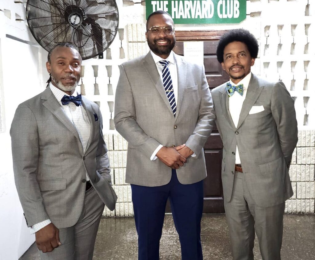 The Harvard Club president Brian Lewis, right, with Port of Spain Mayor Chinua Alleyne, centre, and honorary secretary Roger McLean at the club's anniversary celebrations on Saturday in Port of Spain. Photo courtesy Joan Rampersad Facebook - (Image obtained at newsday.co.tt) The Harvard Club president Brian Lewis, right, with Port of Spain Mayor Chinua Alleyne, centre, and honorary secretary Roger McLean at the club's anniversary celebrations on Saturday in Port of Spain. Photo courtesy Joan Rampersad Facebook - (Image obtained at newsday.co.tt)