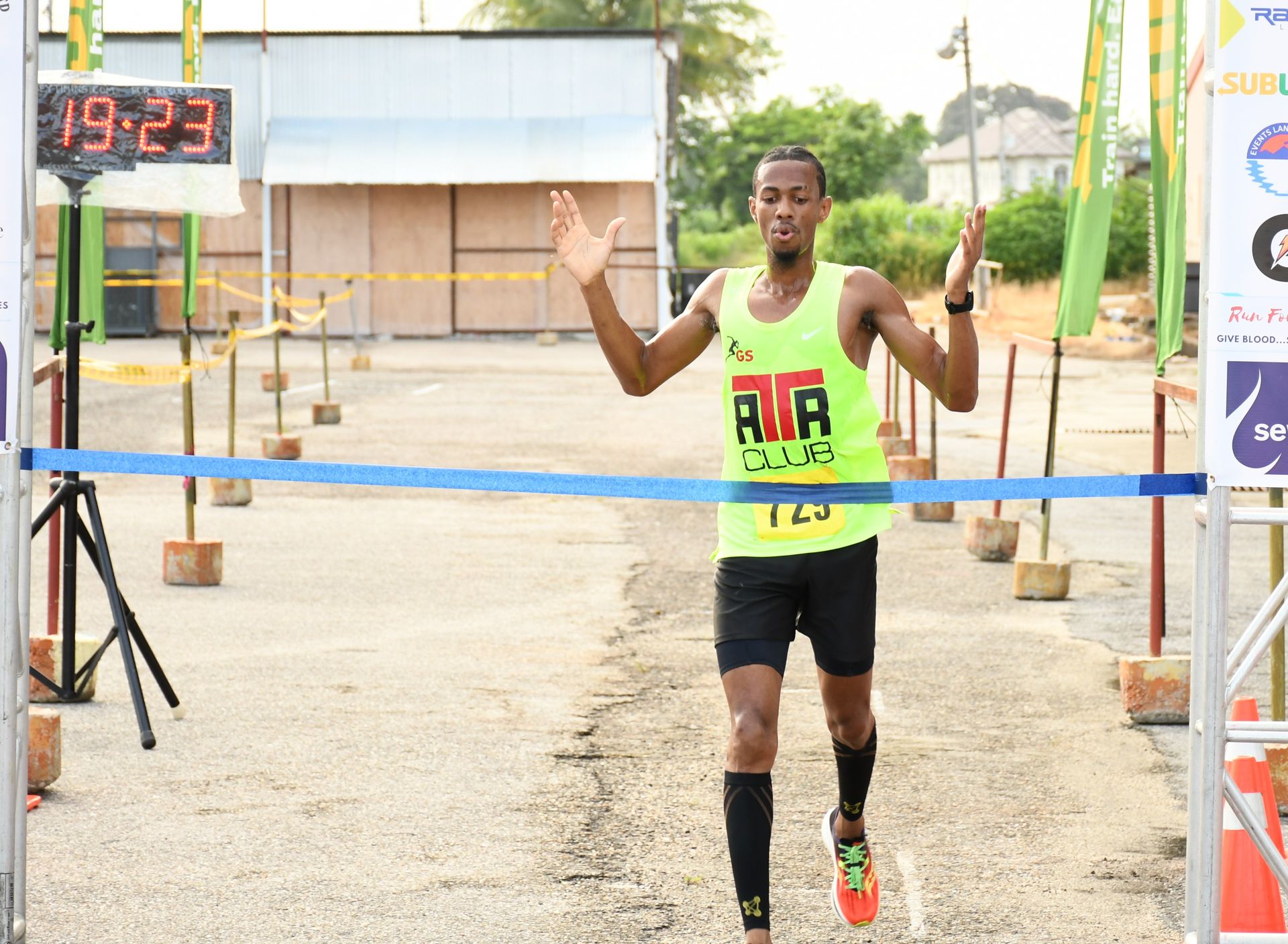 Nicholas Romany crosses the finish line to win the Sewa TT 6K road race in Chagunas on June 19.  Shastri Boodan (Image obtained at guardian.co.tt) Nicholas Romany crosses the finish line to win the Sewa TT 6K road race in Chagunas on June 19.  Shastri Boodan (Image obtained at guardian.co.tt)