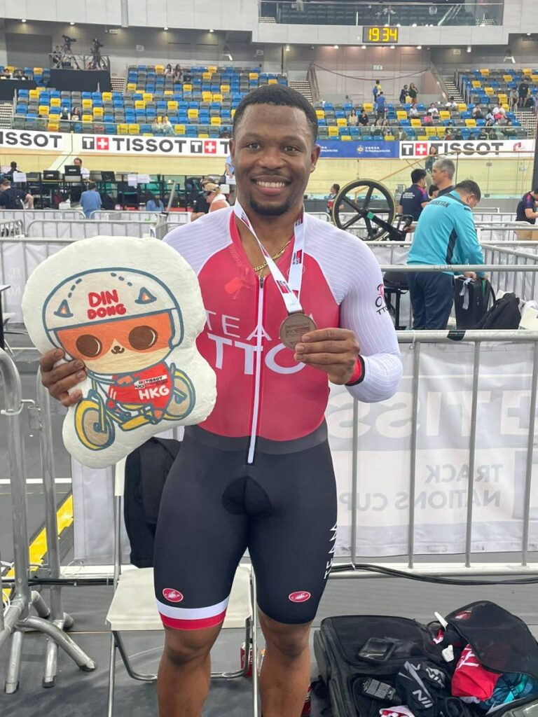 TT sprint cyclist Nicholas Paul shows off his UCI Nations Cup sprint bronze medal in Hong Kong, China on March 17. - (Image obtained at newsday.co.tt) TT sprint cyclist Nicholas Paul shows off his UCI Nations Cup sprint bronze medal in Hong Kong, China on March 17. - (Image obtained at newsday.co.tt)