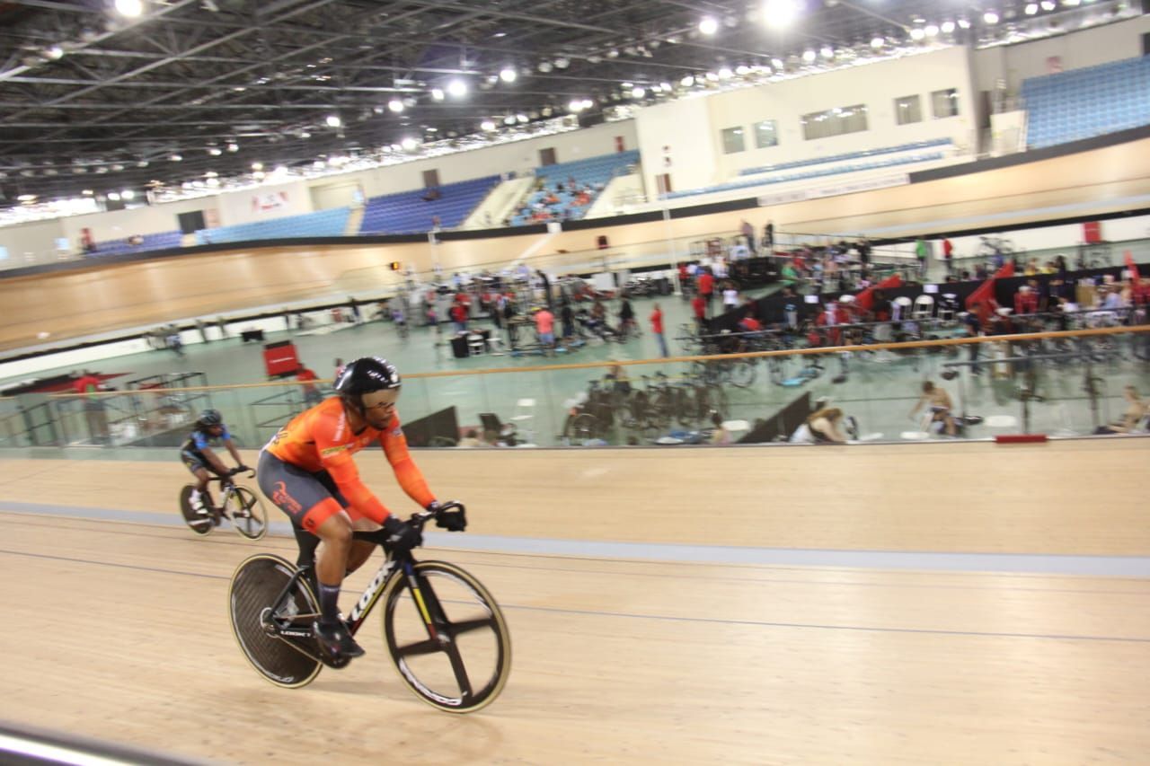 Nicholas Paul in action during the men's sprint event at the UCI-sanctioned ‘Speed Paradise’ and ‘Carnival of Speed’ cycling event at the National Cycling Centre in Balmain, Couva, on Thursday. Paul won gold in the event.  Vashti Singh (Image obtained at guardian.co.tt)