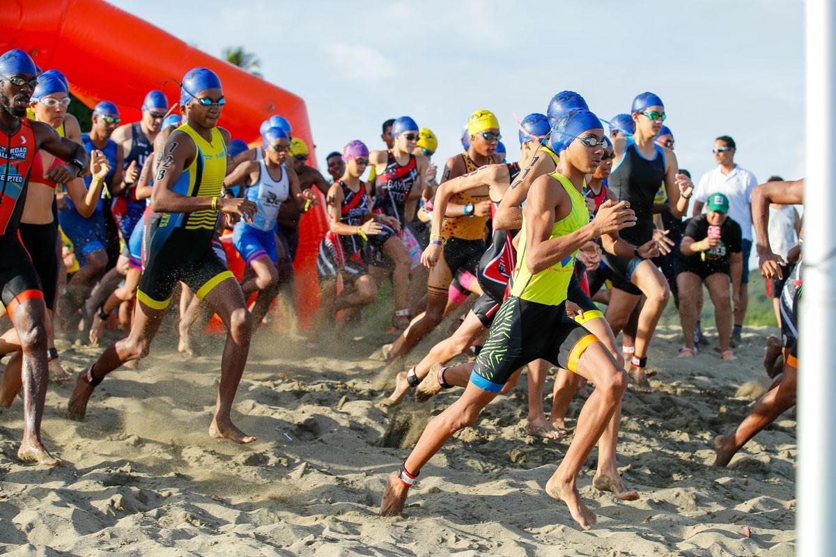 Participants take the start at the Rainbow Tobago Triathlon event recently. However, on June 7 the event will be held on the sister isle of Tobago for the last time due to lack of funding.  (Image obtained at guardian.co.tt)