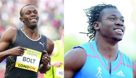 Left: LOOKED SLUGGISH: Usain Bolt Right: YEAR'S FASTEST: Yohan Blake