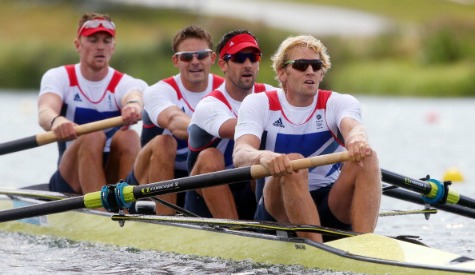Britain's coxless four on their way to winning a London 2012 gold medal
